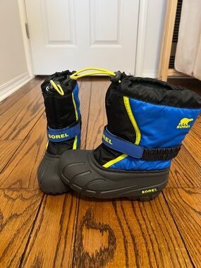 Sorel Kids Blue, Black and Yellow Snow Boots- Size 13 US Kids